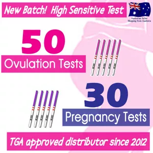 50 Ovulation LH Tests 30 Pregnancy hCG Strips Fertility OPK HPT Kit Expired 2024 - Picture 1 of 10