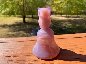 Boyd Crystal Art Slag Glass Owl Bell #29 LILAC Pink Purple 6-25-85 Made in USA - Picture 1 of 3