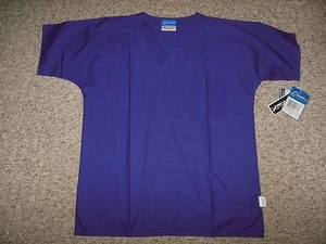 NWT! Crest Unisex Size Small Dark Purple Vneck Scrub Uniform Top Shirt Quality - Picture 1 of 2