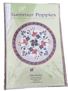 SUMMER POPPIES Quilt Pattern by Bee Creative Round Quilt Applique Flowers - Picture 1 of 2