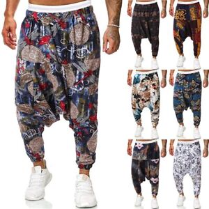 Men Hip Hop Baggy Pants Casual Loose Harem Pants Drop Crotch Sport Bottom Shorts