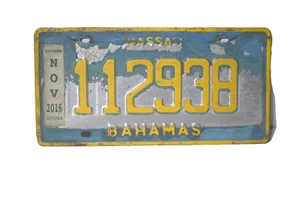 2016 Nassau Bahamas Fahrzeug Nummernschild "11 29 38" Geburtsdatum mit Etikett - Bild 1 von 4