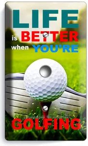 LIFE is BETTER GOLFING GOLF LIGHT DIMMER VIDEO CABLE WALL PLATE COVER ROOM DECOR - Picture 1 of 1