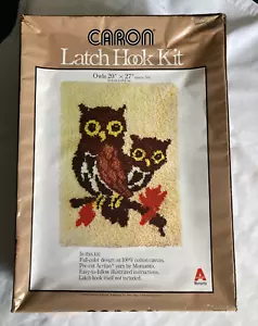 VTG 1978 CARON 3020/1 Latch Hook Kit OWLs on Branch 20"x27" Rug Wall Hanging NEW - Picture 1 of 7