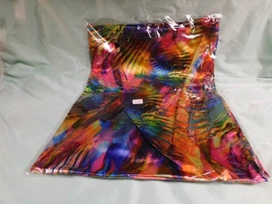 SCARF WRAP SHAWL 100% SILK ITALY 27 X 72 MULTI BLUE GREEN PINK YELLOW PURPLE NEW - Picture 1 of 4
