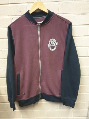 Jersey Tony Hawk Para Hombre Borgoña/Negro Cremallera Completa Manga Larga Talla Pequeña Foto 1 de 4