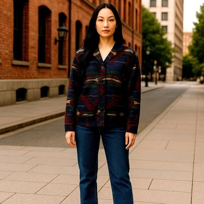 Cárdigan Ralph Lauren LRL Lauren Jeans Co Suroeste Azteca Chal Cuello Talla L Foto 1 de 4