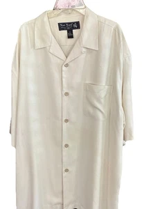 Camisa para hombre Nat Nast Luxury Originals marfil talla XLarge 100 % seda dobladillo abertura - Imagen 1 de 5