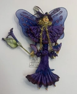 Flor Jardín Hada Pixie Elfo Muñeca Adorno Púrpura Ala Mariposa Navidad - Imagen 1 de 5