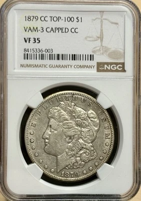 1879 CC MORGAN SILVER DOLLAR NGC VF35 CARSON CITY MINT CAPPED DIE COIN NEARLY XF - Image 1 of 4