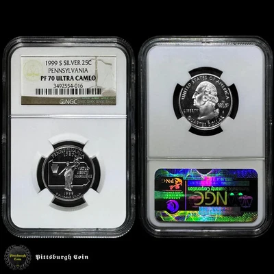 1999-S Silver 25C Pennsylvania Statehood Washington Quarter NGC PF70 Ultra Cameo - Image 1 of 2