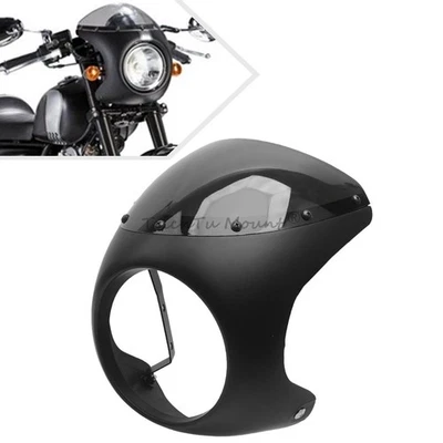 Matte Black Headlight Fairing Windshield Windscreen Cover For Harley Cafe Racer - Imagem 1 de 4