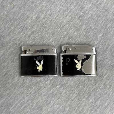 Vintage Playboy Club Lighter Black with Black Bunny Logo 1970s (Pair) - Image 1 of 4