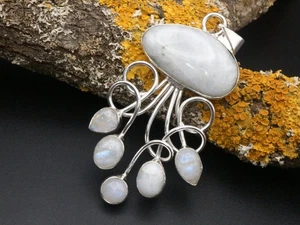 GJ69 GW MONDSTEIN *SWING* #VERSPIELT SILBER-ANHÄNGER +KETTE / LEDER! - Bild 1 von 3