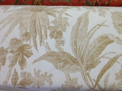 covington fabrics leaves print outdoor brown tan fabric by the yard floral print - Image 1 of 2