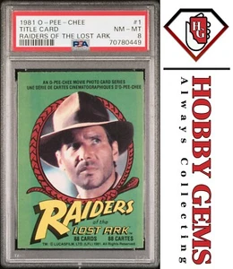 INDIANA JONES Title Card PSA 8 1981 O-Pee-Chee Raiders of the Lost Ark #1 - Picture 1 of 2