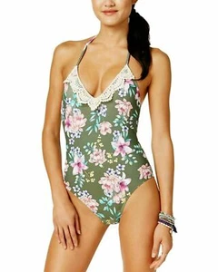 Hula Honey Juniors' Tropic Romance Floral-Print Halter One-Piece Swimsuit S $56 - Picture 1 of 2
