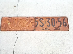 1930 CALIFORNIA LICENSE PLATES"5S 30 56 - Picture 1 of 4