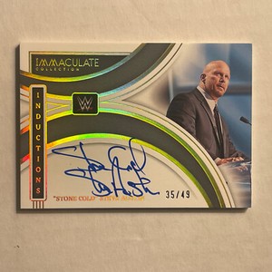 Immaculate WWE Inductions Stone Cold Steve Austin On Card Auto #d 35/49