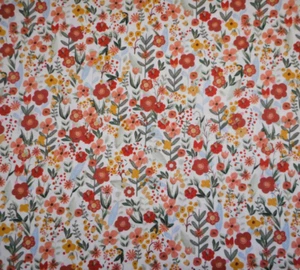 Civil War Reproduction Fabric Half-Yard Dusty Pink Gold Grn Floral White Cotton - Picture 1 of 2