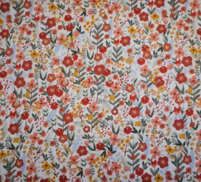 Tela Reproducción Guerra Civil Media Yarda Polvorienta Oro Rosa Grn Floral Algodón Blanco Foto 1 de 2