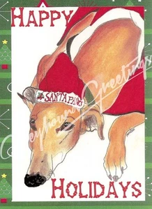 Windhund Weihnachtskarten - Sue Monahan Santa Paws - Set/4 - Bild 1 von 2
