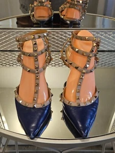 VALENTINO Blue Rock Stud Kiten Helles, Size: EUR 40.5US 10.5 - Picture 1 of 11