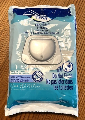Toallitas Tena Proskin Ultra para adultos - 7,9 pulgadas x 12,5 pulgadas - 48 unidades - Paquete de 1 Foto 1 de 2
