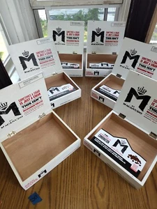 6)  White Macanudo COFFEE Flavor Wooden Cigar Boxes  8 1/2" x 6.7/8" x 2 1/4" - Picture 1 of 8