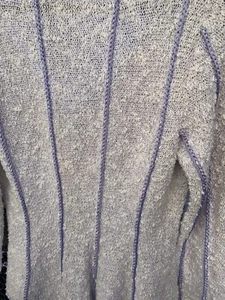 Ladies Hand Knitted White Chenille Cotton Cardigan Lilac Stripes 39” Bust BNWT - Picture 1 of 6