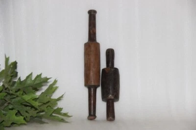 Original Antique Hand Carved Wooden Big Chapati Bread Rolling Pin Belan - Image 1 of 4
