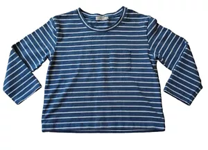 Roolee 100% Linen Blue White Striped LS Crew Neck Nautical Pullover Sz XXSmall - Picture 1 of 6