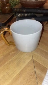 2010 Starbucks White Coffee Gold Handle Modern Vintage Cup Mug Collectors - Picture 1 of 2