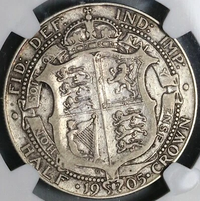 Moneda de plata 1905 NGC F 12 Eduardo VII 1/2 corona Gran Bretaña llave 166k (22122502D Foto 1 de 4