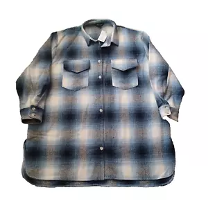 Davi & Dani Shacket Jacket Shirt 2XL Blue White Plaid Pockets Western Preppy NWT - Picture 1 of 21