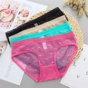 Sexy Sheer Lace Underwear Mesh Cotton Women's Seamless Briefs New Seductive - Picture 1 of 21