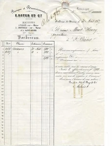 ST DIZIER. FACTURE BORDEREAU DE 1857. ROYER & Cie BANQUIER BANQUE & RECOUVREMENT - Picture 1 of 2
