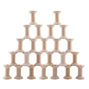 24Pcs Wooden Empty Thread Spools Large Unfinished Wood Spools Wire Weaving M5Q5 - Picture 1 of 11