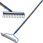 Garden Rake, 60 Inch Heavy Duty Rakes For Lawns, Metal Bow Rake With 14 Tine