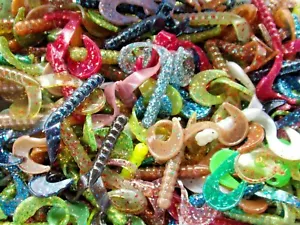 50- PACK Mixed Colors 3"GLADE BEVELED TWIN TAIL GRUB Fishing Lure Bass Walleye - Picture 1 of 2