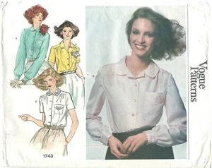 Vintage Vogue Patterns 1743 size 12 Misses' blouse sewing pattern uncut - Picture 1 of 4