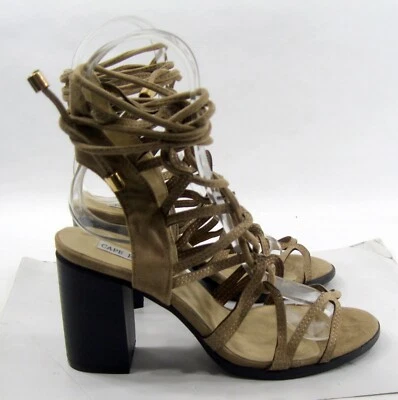 Cape Robbin MARRÓN 4" Tacón Bloque Punta Abierta Zapatos con Cordones Mujer Talla 8 Foto 1 de 4