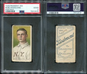 T206 Rube Marquard portrait HOF ~~ PSA 2 GD ~~ Piedmont 350 back