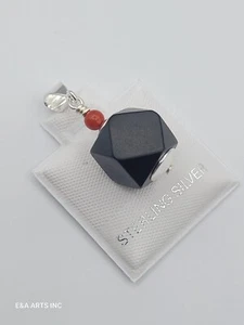 Colgante de plata de ley genuino Azabache/Jet (10 mm), nuevo - Imagen 1 de 9