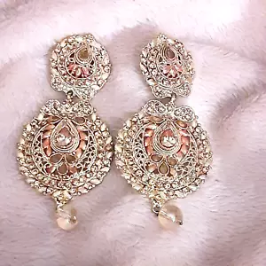 Nuevo Elaborado Boho Tono Oro Rosa 3.5" Pendientes Gota Cierre Gancho - Imagen 1 de 2