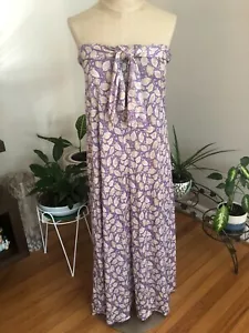 VTG 70s Swim Cover-up Dress JANTZEN Strapless Floral Midi Lilac SZ 10 Stretch - Picture 1 of 9