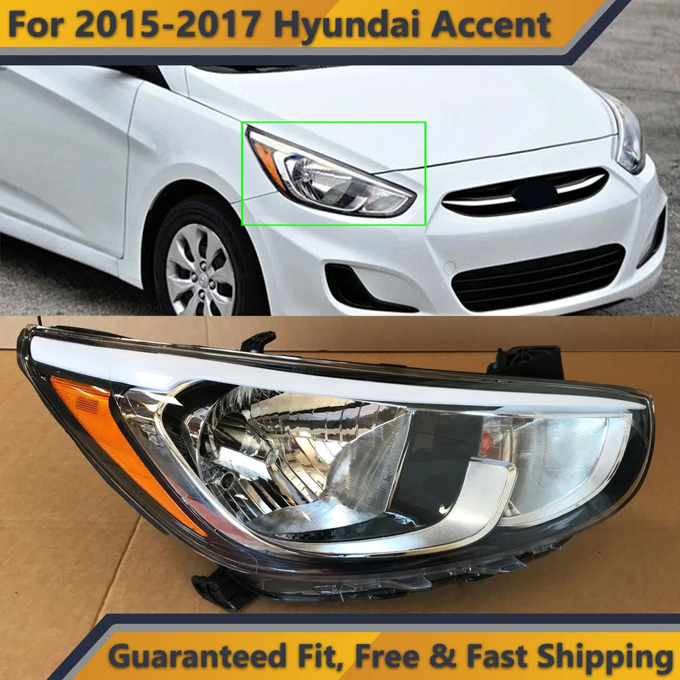 Headlight Assembly for 2015 2016 2017 Hyundai Accent Passenger Right Halogen - Image 1 of 4