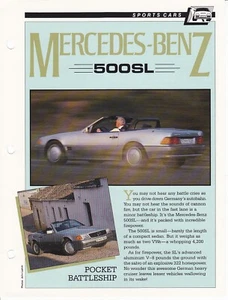 Mercedes Benz 500SL R129 500 SL Sportwagen Datenblatt Fact Card - Bild 1 von 2