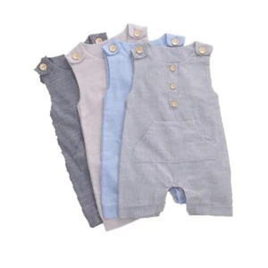 Baby Boy Striped Sleeveless Romper Cotton Linen Summer Jumpsuit Newborn 2020 - Picture 1 of 5