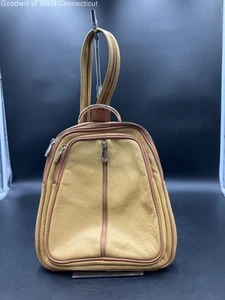 Authenticated Valentina Women Yellow Leather Backpack - Picture 1 of 8